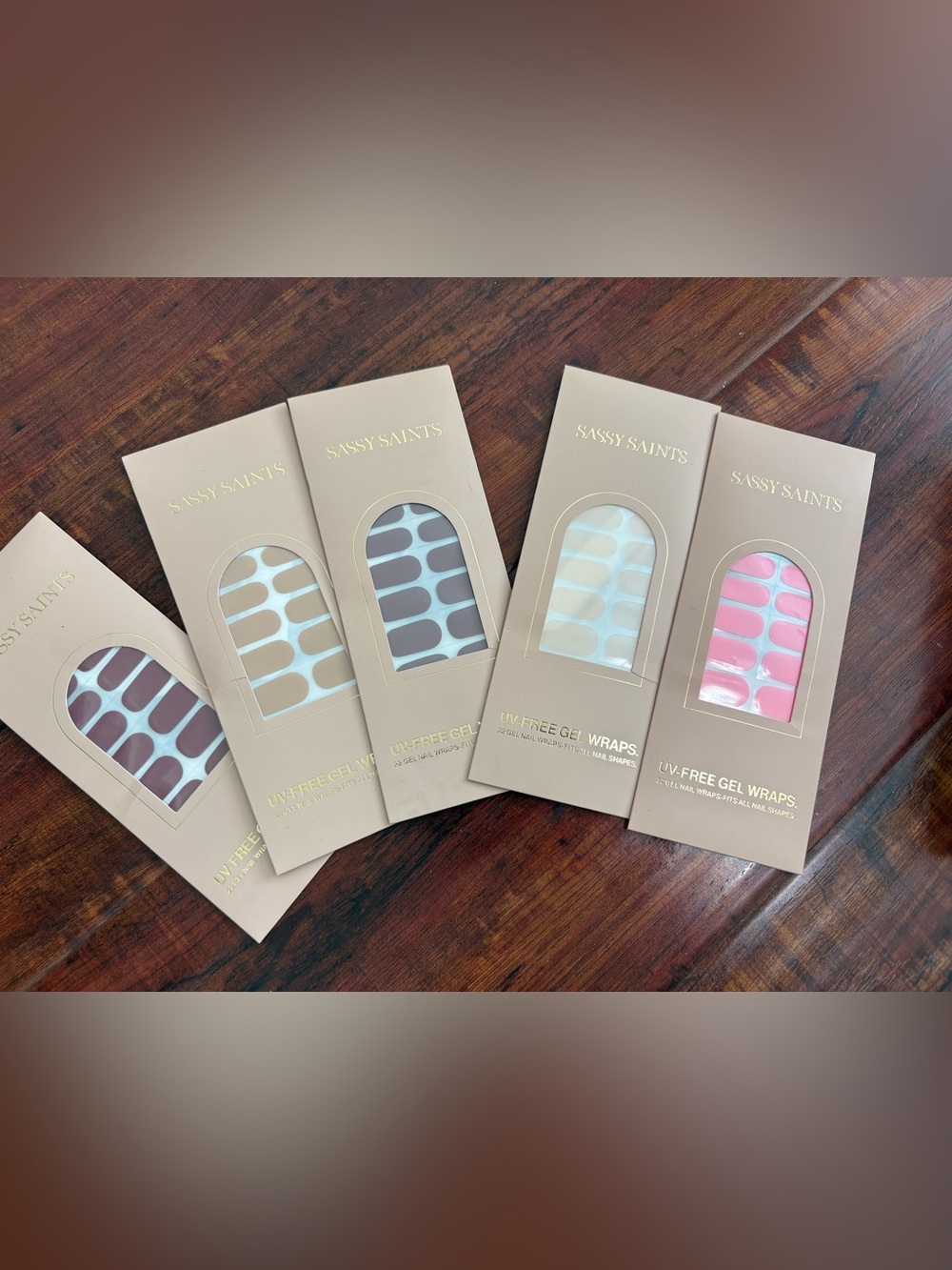 NEW Sassy Saints UV-Free Gel Nail Wraps - Neutral & Pastel Shades - set of 5
